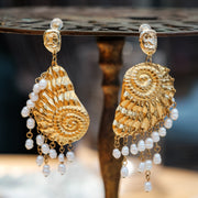 Grand Seashell Pearl Statement Earrings