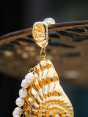 Grand Seashell Pearl Statement Earrings