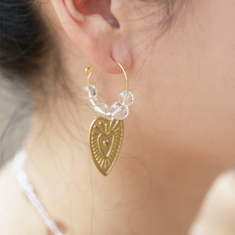 Luminous Heart Hoop Earrings