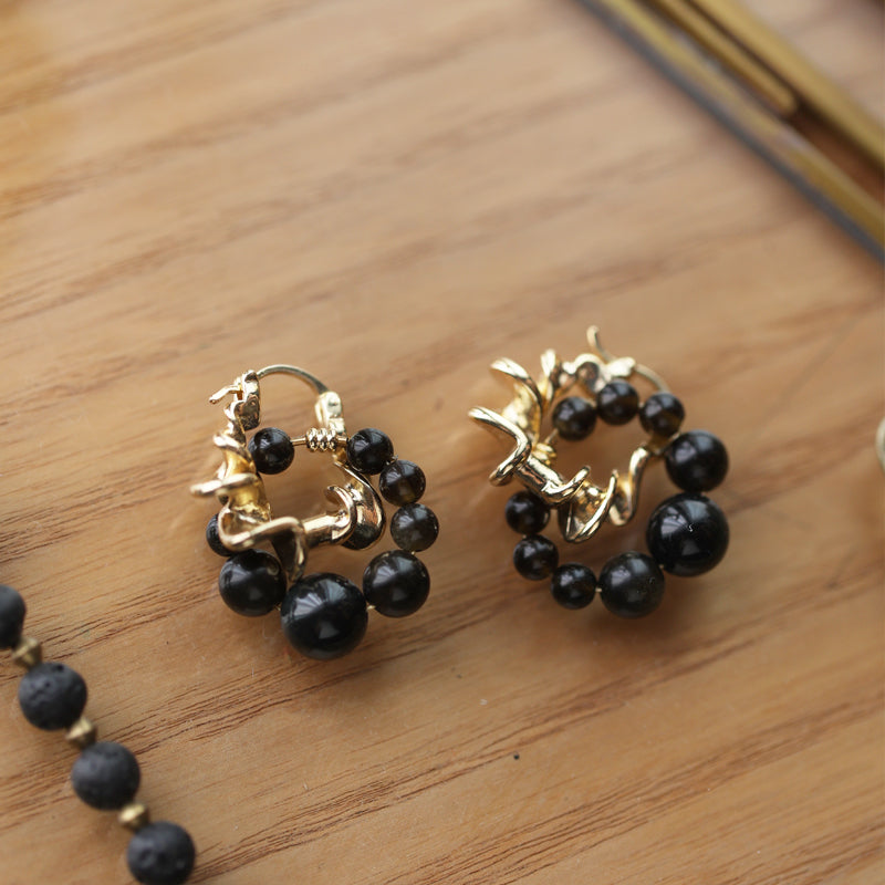 Noir Sculpt Drop Earrings