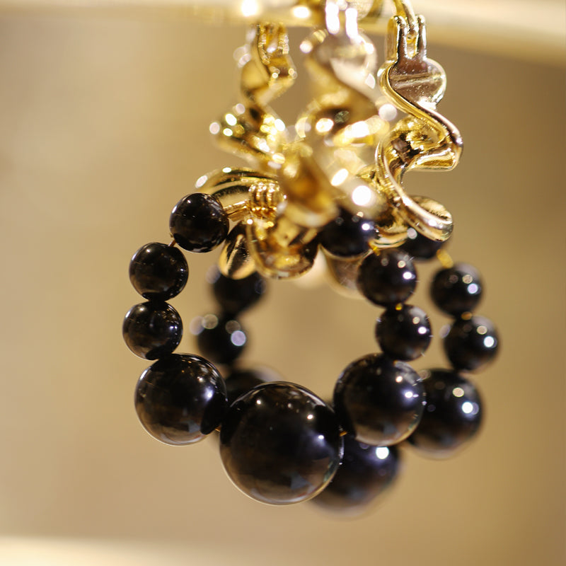 Noir Sculpt Drop Earrings