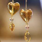 Amber Glow Heart Drop Earrings
