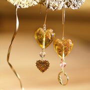 Amber Glow Heart Drop Earrings