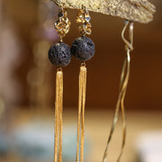 Midnight Lava Tassel Earrings
