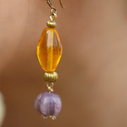 Amber & Amethyst Drop Earrings