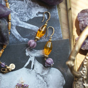 Amber & Amethyst Drop Earrings