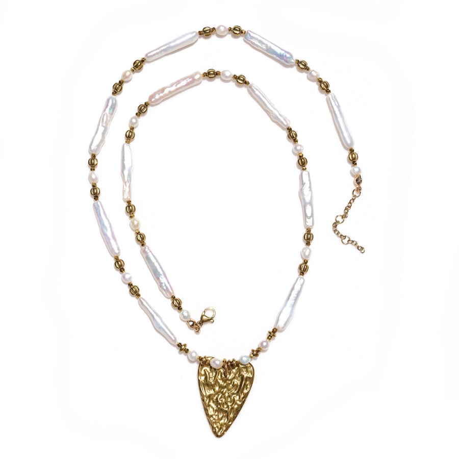 Heart of Gold Baroque Pearl Necklace