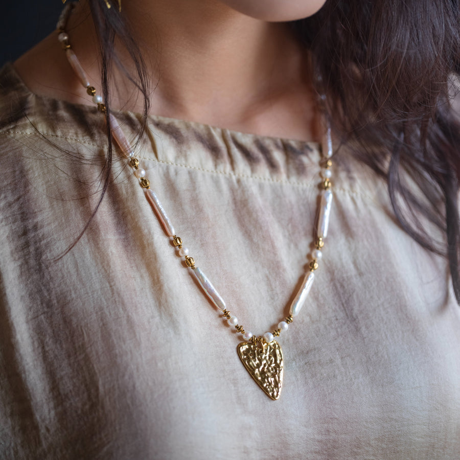 Heart of Gold Baroque Pearl Necklace