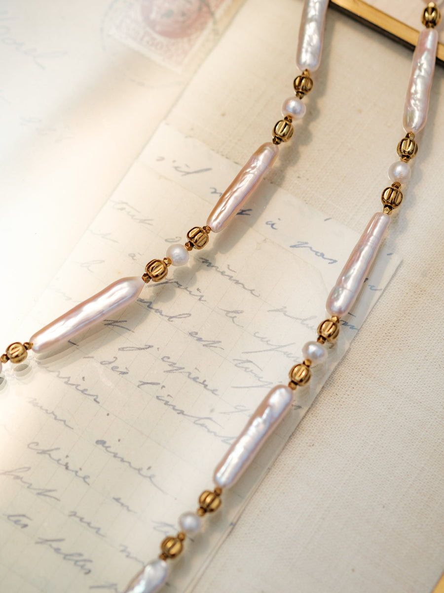 Heart of Gold Baroque Pearl Necklace