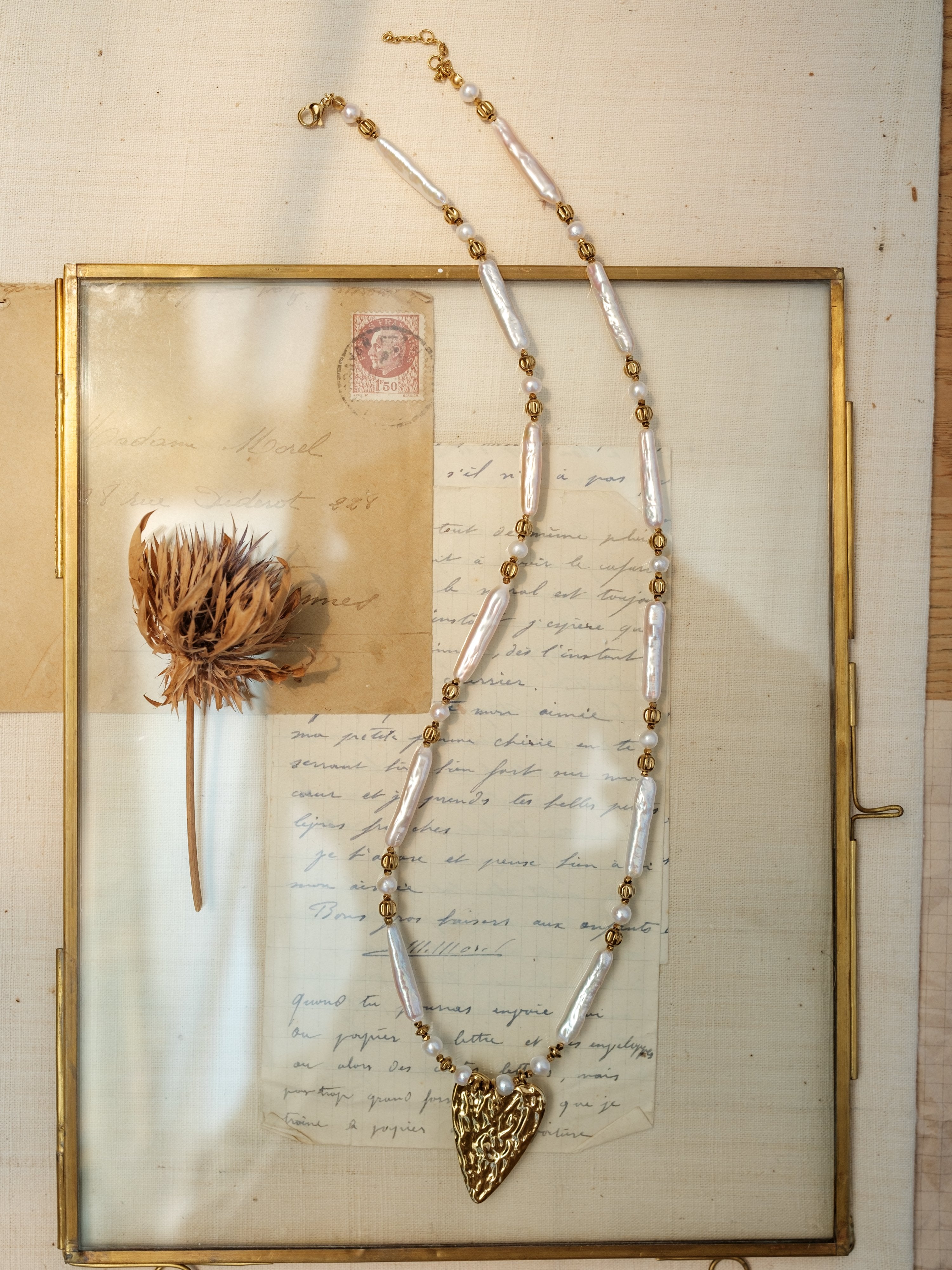 Heart of Gold Baroque Pearl Necklace