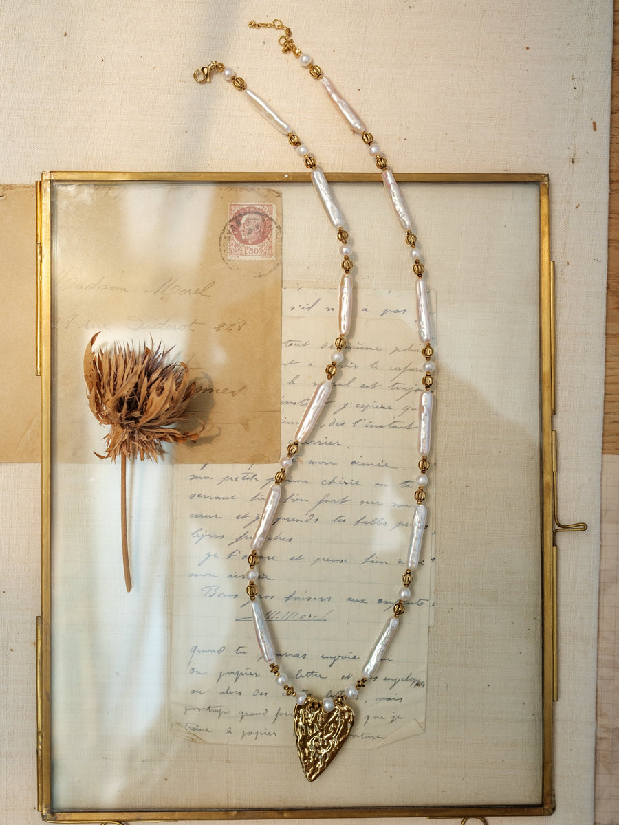 Heart of Gold Baroque Pearl Necklace