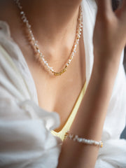 Golden Tide Pearl Necklace & Bracelet