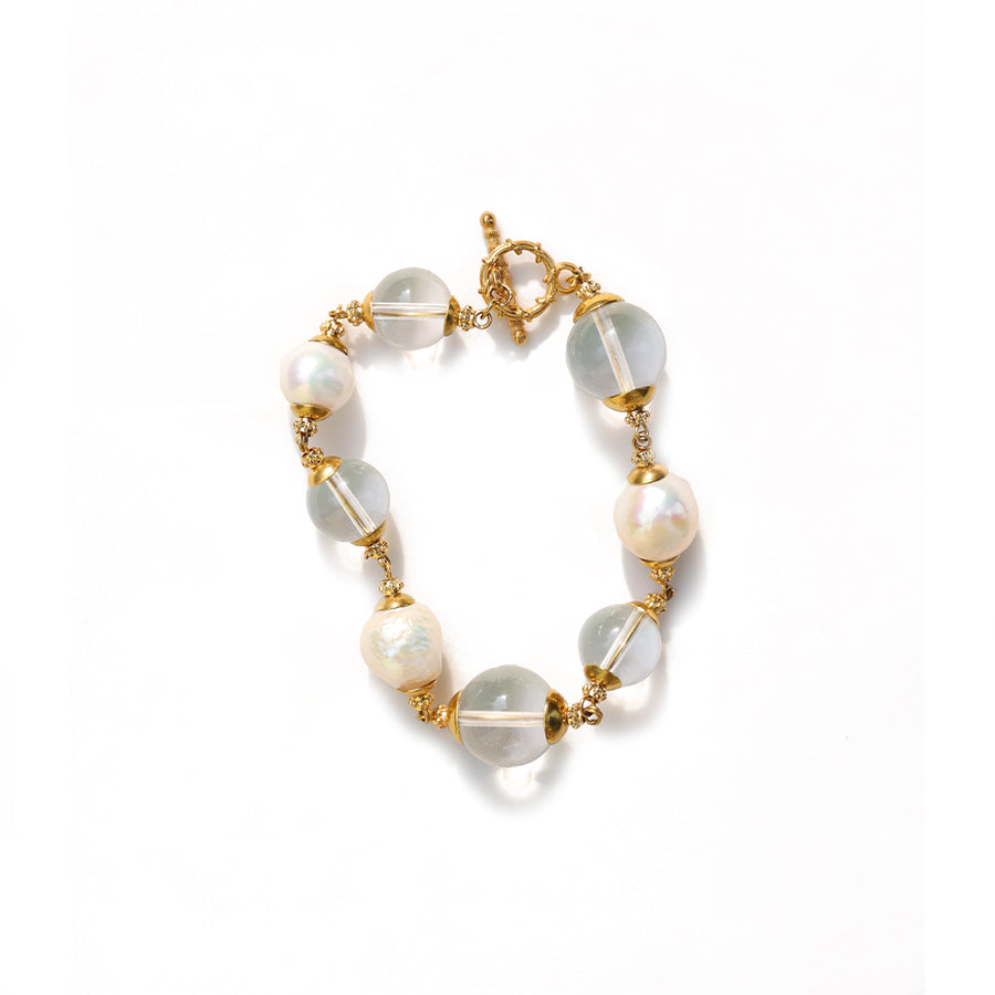 Celeste Quartz Freshwater Pearl Necklace and Bracelet