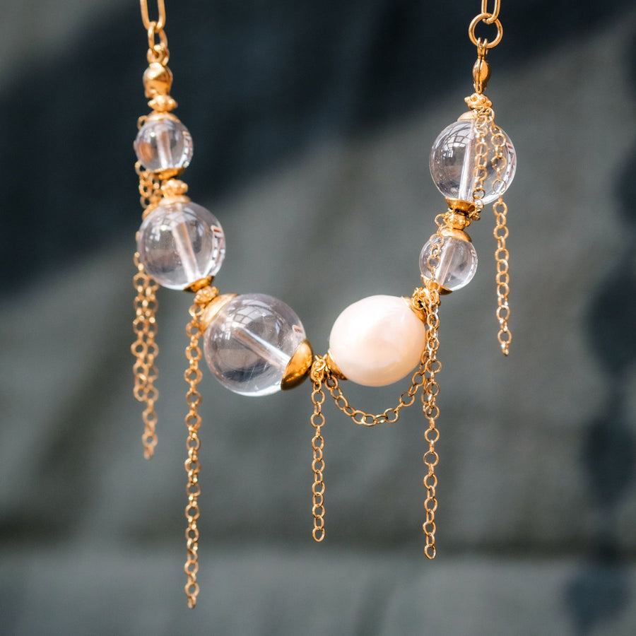 Celeste Quartz Freshwater Pearl Necklace and Bracelet