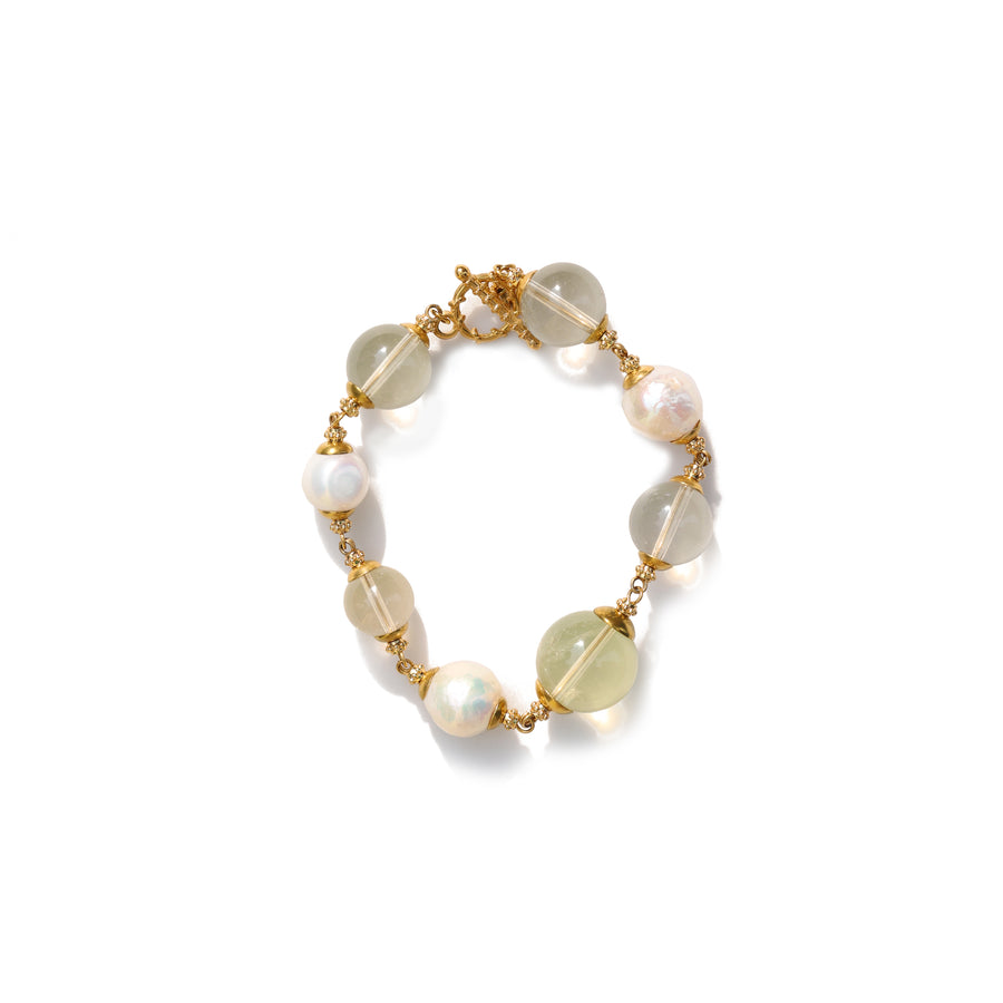 Celeste Quartz Freshwater Pearl Necklace and Bracelet