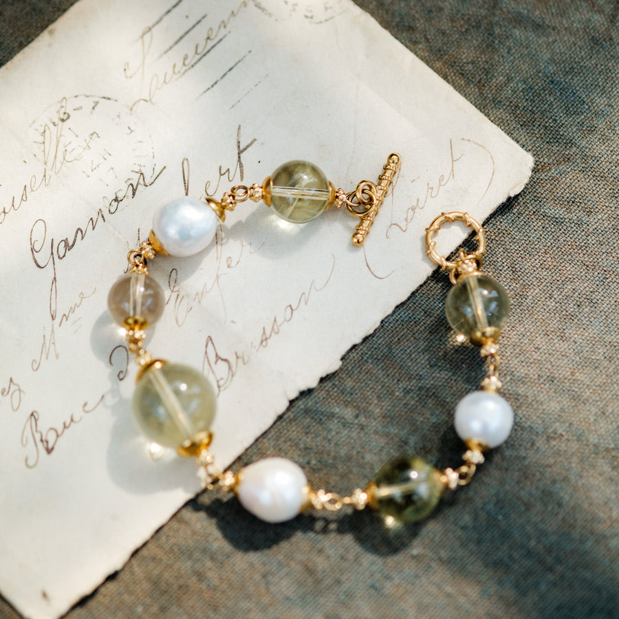 Celeste Quartz Freshwater Pearl Necklace and Bracelet