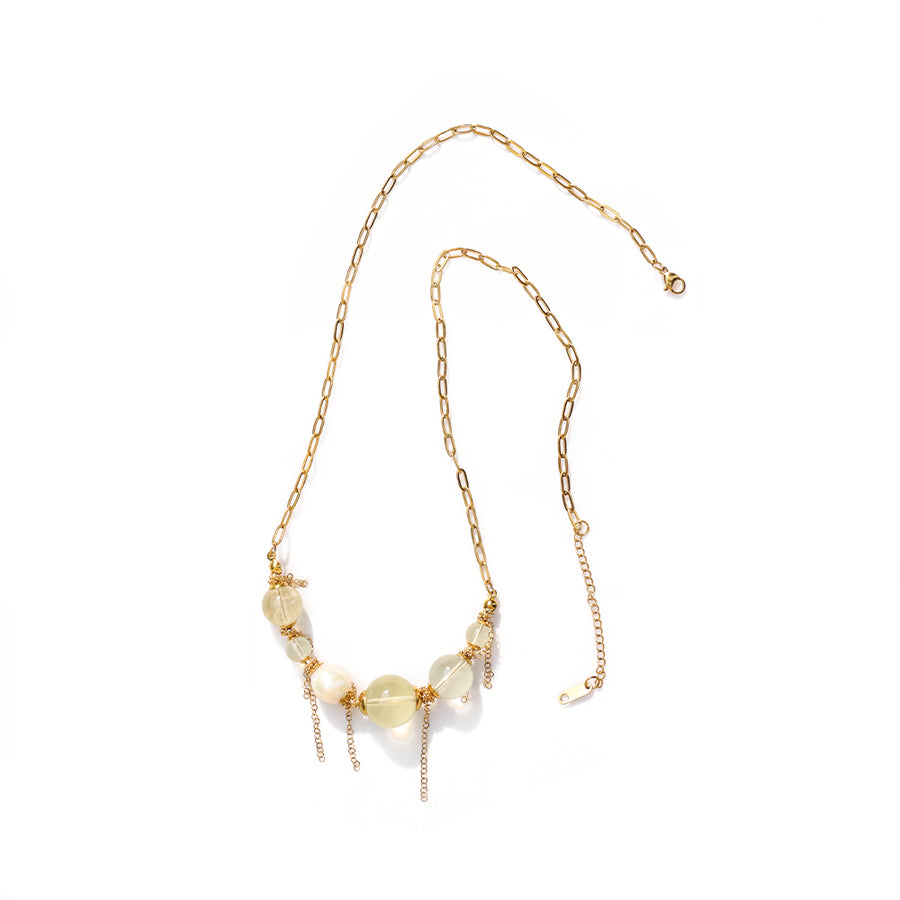 Celeste Quartz Freshwater Pearl Necklace and Bracelet