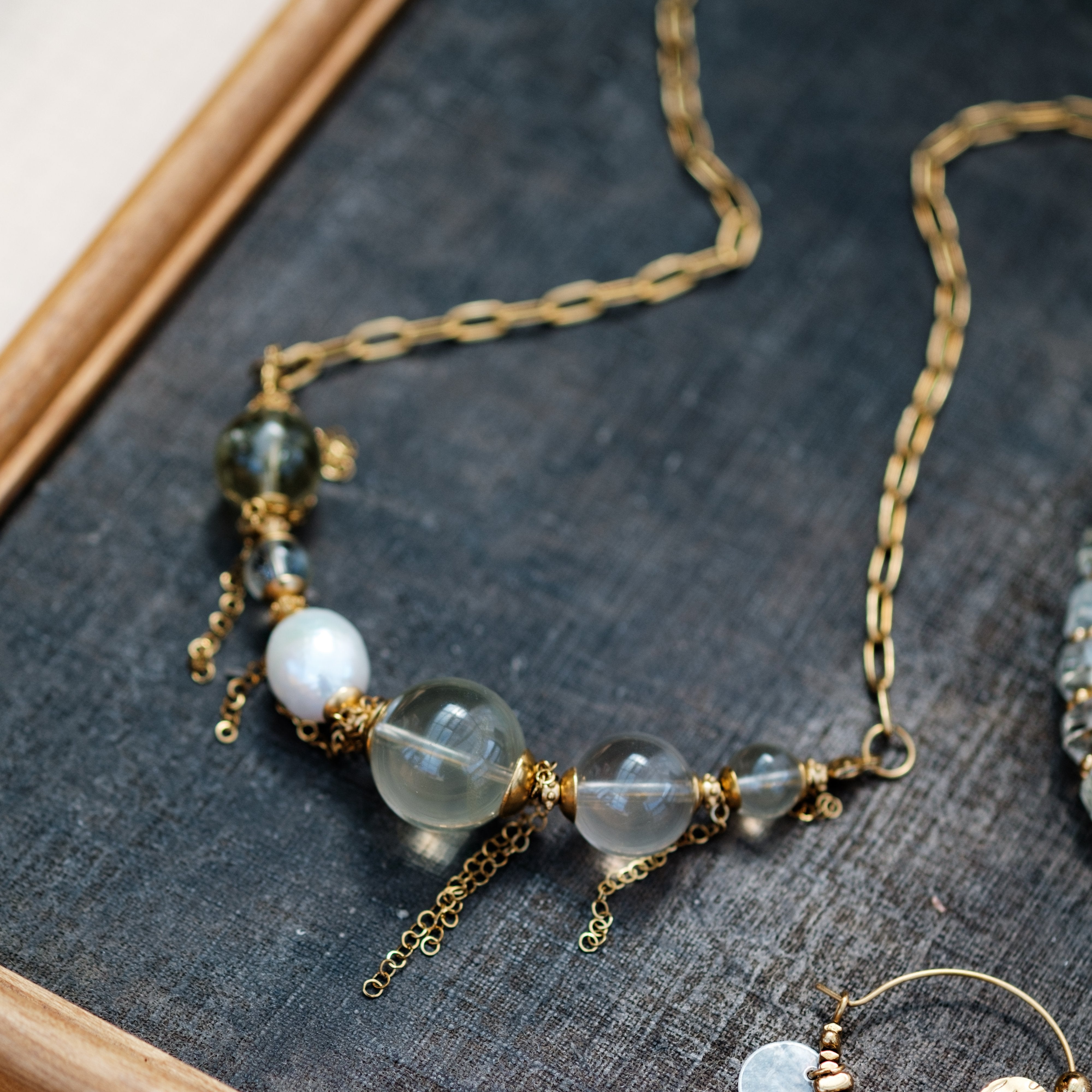 Celeste Quartz Freshwater Pearl Necklace and Bracelet