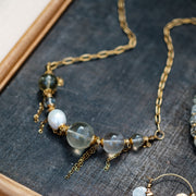 Celeste Quartz Freshwater Pearl Necklace and Bracelet