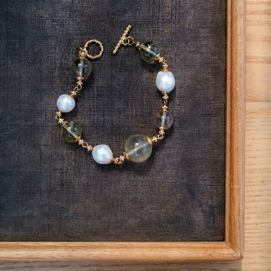 Celeste Quartz Freshwater Pearl Necklace and Bracelet