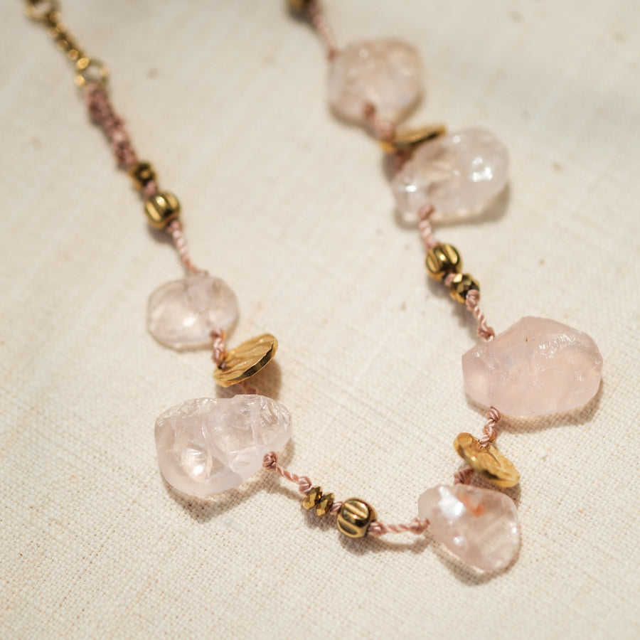 Rose Quartz Whisper Necklace and Bracelet