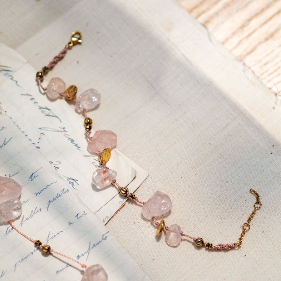 Rose Quartz Whisper Necklace and Bracelet