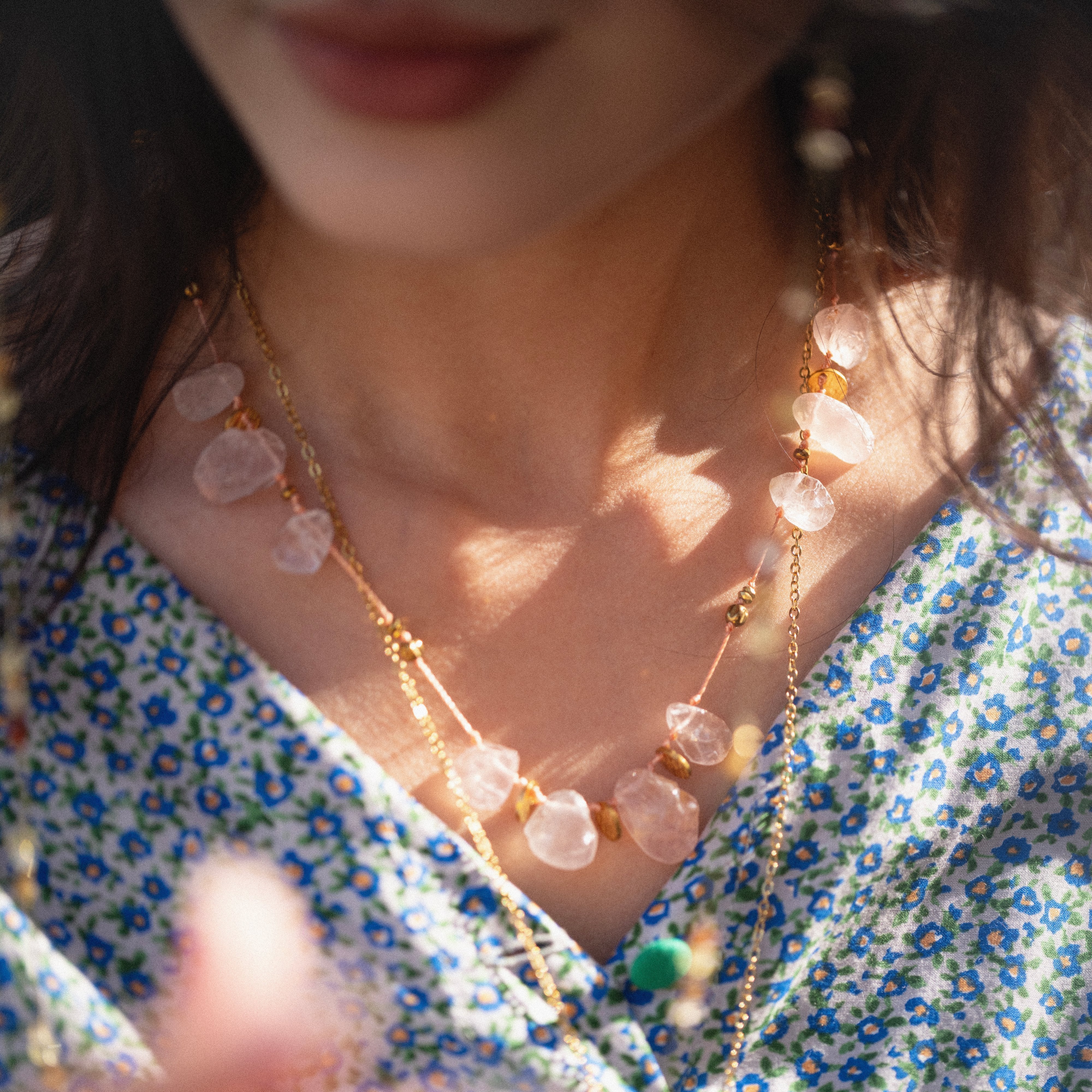 Rose Quartz Whisper Necklace and Bracelet