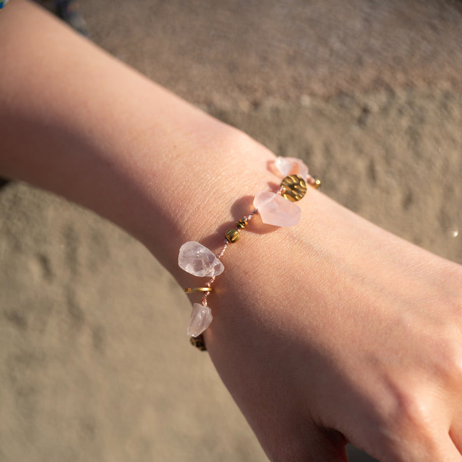 Rose Quartz Whisper Necklace and Bracelet
