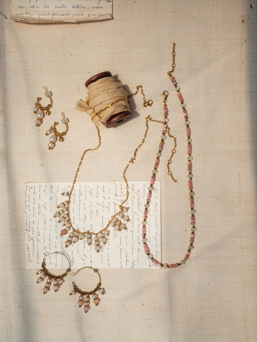 Rosalie Rhodochrosite Prehnite Necklace and Bracelet