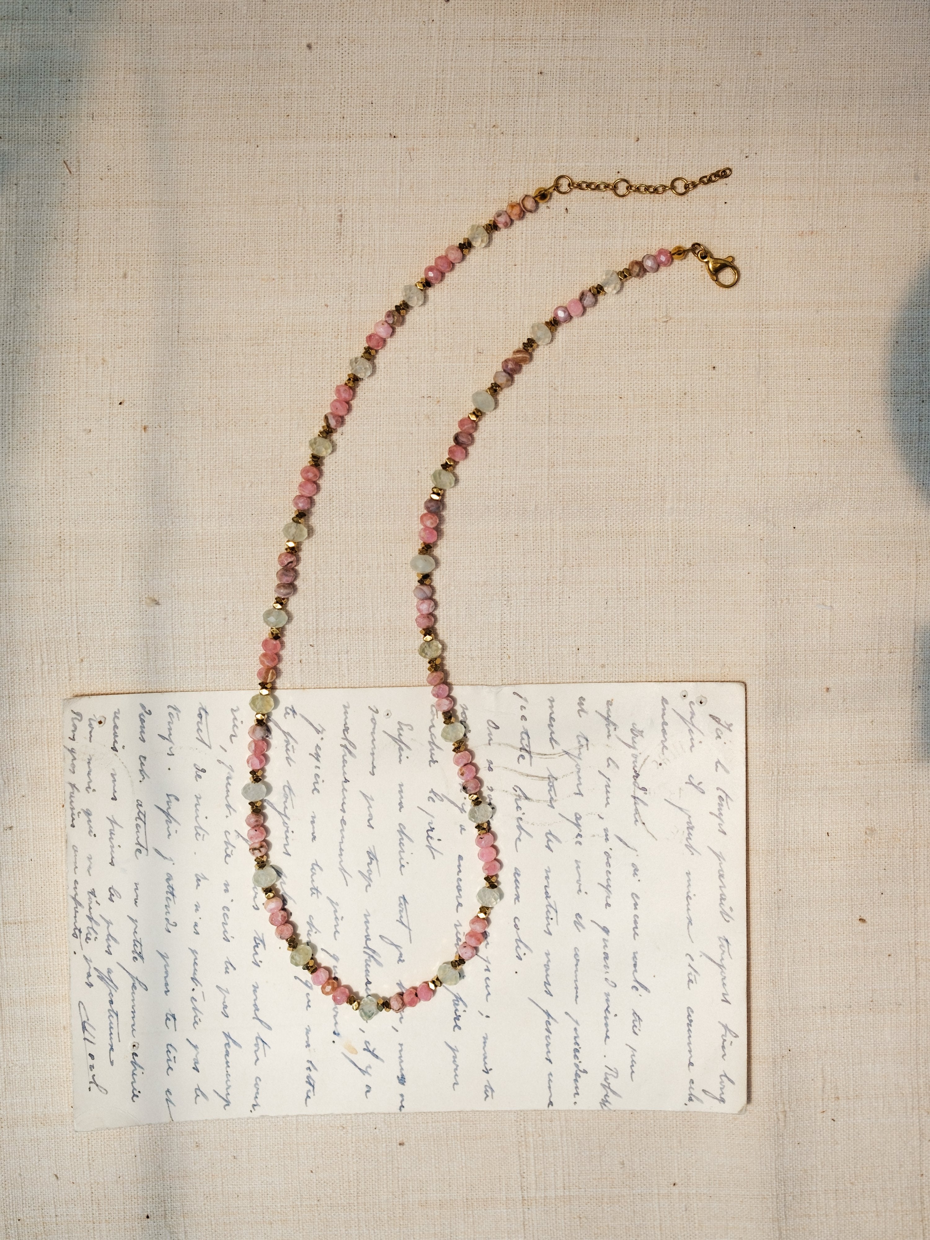 Rosalie Rhodochrosite Prehnite Necklace and Bracelet