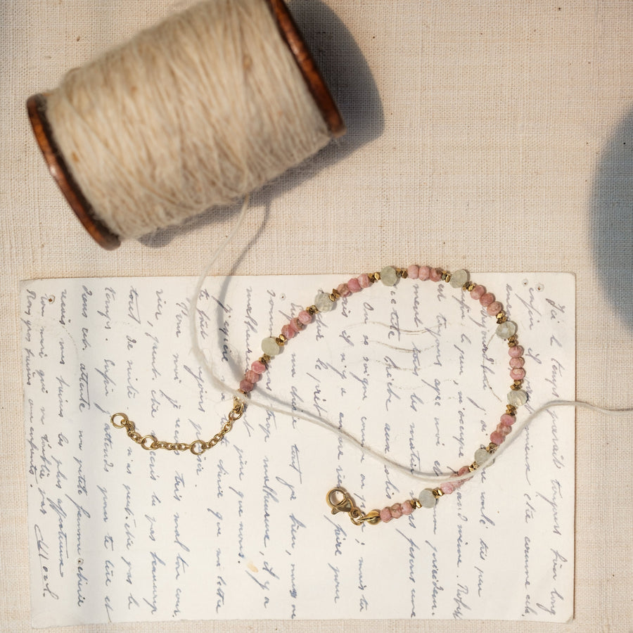 Rosalie Rhodochrosite Prehnite Necklace and Bracelet