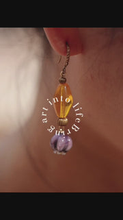 Amber & Amethyst Drop Earrings