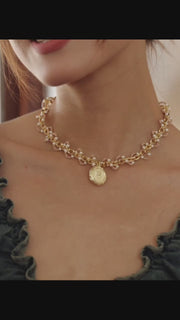Roselle Wave Medallion Necklace
